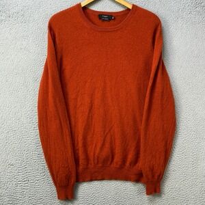Kinross Mens XL Sweater Crewneck Orange 100% Cashmere Lightweight Pullover EUC